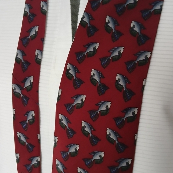 Vintage Jerry Garcia Necktie Blue Fish Stonehenge ART LTD Silk Hand Sewn - Picture 7 of 12